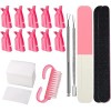 VEGCOO Kit doutils pour enlever le vernis à ongles gel, 10 pinces à ongles, 200 tampons en coton, 2 repousse-cuticules et un