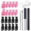 Outils de Dissolvant pour vernis à ongles, 20 pinces à doigts, Ongles Outil Dissolvant Clips, 2 limes à ongles, 100 chiffons 