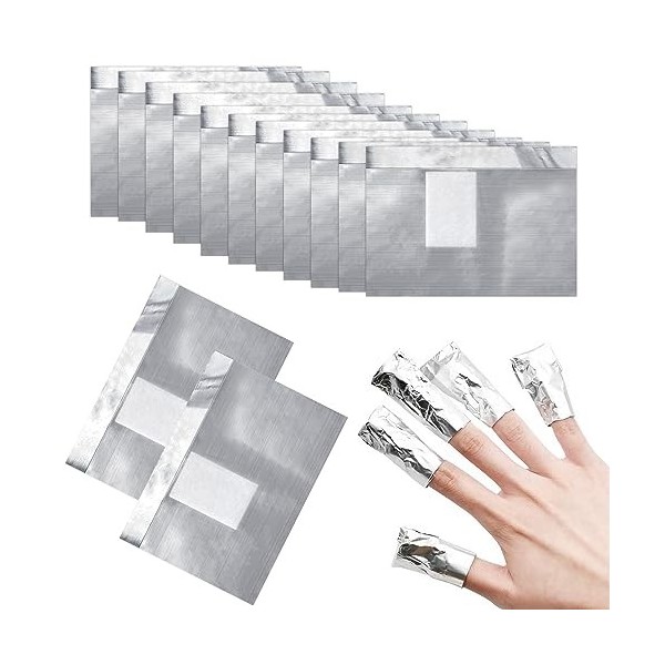 Qufiiry 200 Pcs Papillotes en Aluminium, Tampons Dissolvants pour Vernis à Ongles en Aluminium, Feuille daluminium Dissolvan