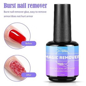 Lot de 2 Magic Remover Semi Permanent,15 ML Dissolvant Pour Vernis à Ongles,Outil De Dissolvant De Vernis A Ongles En Gel,Fac