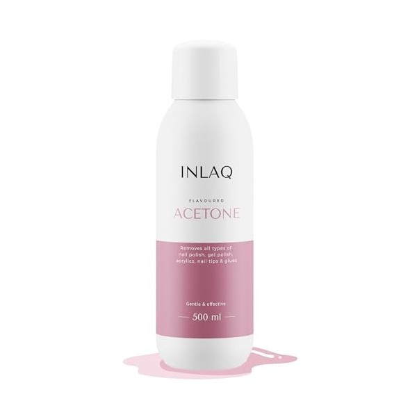 INLAQ® Acetone Dissolvant | Vernis Semi Permanent | à lacétone pour vernis à ongles | 500 ml | UV Gel Polish Remover | Aceto