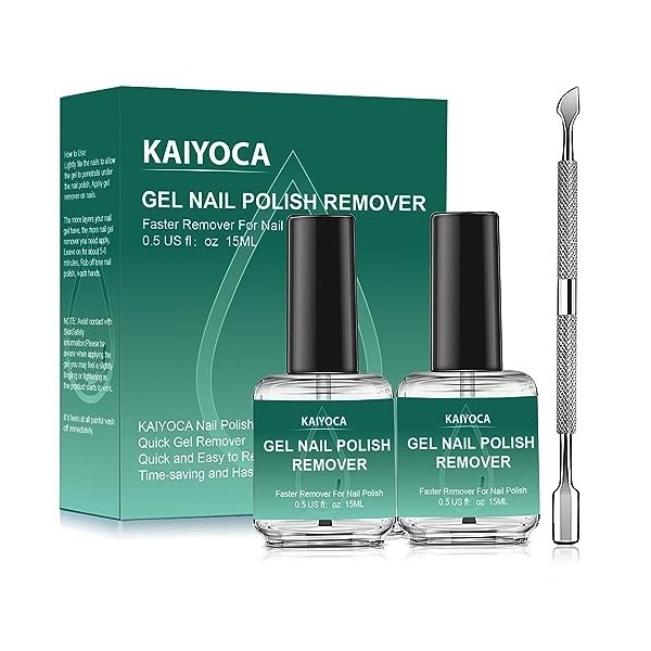 Gel Kit de décapant de vernis à ongles - 15ML décapant de vernis à ongles avec lime à ongles, poussoir à cuticules, coton-tig