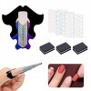 FANNAS 100 Pièces Chablon Papier pour Gel Nails Art,4 Feuilles 96 Pièces Nail Glue Jelly Gel Ruban Adhésif,3 Pièces Limes à O