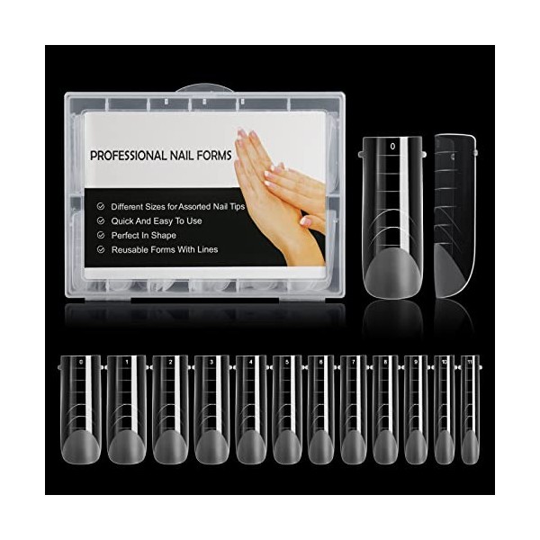 BNG 120pcs Clair Double SystèMe De Formes DOngles, Large Kit DExtension Capsule Poly Ongle Gel, Double Formes Professionnel