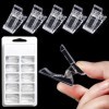 Lot de 100 formes à ongles doubles + 10 pinces transparentes pointes complètes pour une construction rapide du polygel INNA