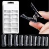 Lot de 100 formes à ongles doubles + 10 pinces transparentes pointes complètes pour une construction rapide du polygel INNA