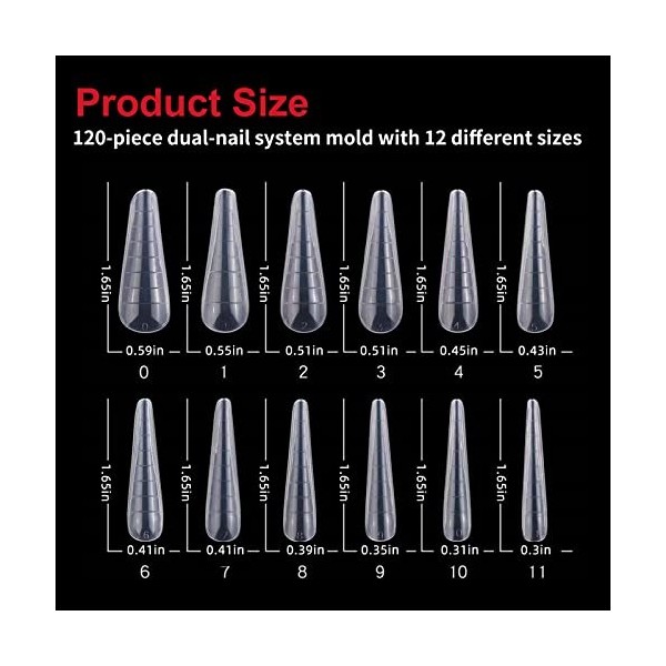 120 pièces Gel Nail Dual Form Stiletto Forme Nail Moule système Outil Dextension de Manucure Dongle pour Poly UV Gel