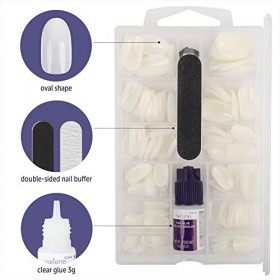 Nailene 71043 Faux ongles ovales, avec une couverture complète, 216 pcs