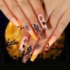 Brishow Faux ongles Halloween décoration citrouille pressé on ongles Araignées Ballerina acrylique long faux ongles 24 pièces