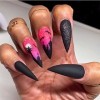 Brishow Faux ongles Halloween décoration Noir batte press on nails Ballerina acrylique pointes faux ongles 24 pièces femmes e