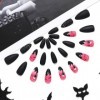 Brishow Faux ongles Halloween décoration Noir batte press on nails Ballerina acrylique pointes faux ongles 24 pièces femmes e