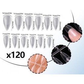 KAPSING 120 pièces de pointes dongles courtes transparentes en amande, pointes dongles courtes en amande pour ongles, 12 ta