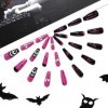 Brishow Faux ongles Halloween décoration fantôme press on nails Ballerina acrylique Rose Black Long faux ongles 24 pièces fem