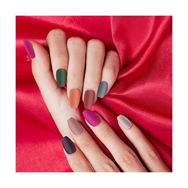 EditTime Lot de 18 faux ongles en acrylique mat avec motif ballerine et cercueil à couverture complète pour faux ongles natur