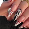 Handcess Lot de 24 faux ongles longs en acrylique brillant pour Halloween - Pour femme et fille