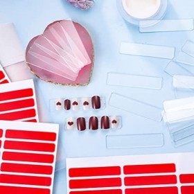 Lot de 100 supports à ongles transparents à presser avec 120 rubans adhésifs double face amovibles 7 m - En acrylique - Pou