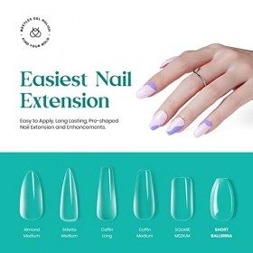 Bettles Short Ballerina Faux Nails Tips 500Pcs Faux Gel Tips Acrylique Presse Acrylique sur les ongles Clear Artificiel Faux 