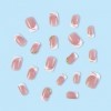 Cubahop Lot de 24 faux ongles carrés de taille moyenne avec strass en acrylique dégradé damour à coller pour femmes et fille