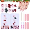 MELLIEX 48 Pièces Faux Ongles Noël Courts, 12 Tailles Artificiels Faux Ongle à Coller Presser Noël Faux Ongles pour Filles Fe