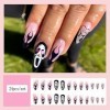 Carufin 24 PCS Halloween faux ongles mauvais charme amour crâne faux ongles longs ongles pointus pressé sur faux ongles