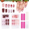 MELLIEX 48 Pièces Noël Faux Ongles Court, Artificial Faux Ongle à Couverture Complète Ensemble French Faux Ongles Autocollant