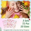 Kiiwah 72 Pièces Faux Ongles de Noël pour Enfant, Pré-collé Faux Ongles Noël, Christmas Press on Nails, Tips de Faux Ongle po