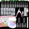 RVIKCMR Capsule Americaine Ongle, 600 PCS Faux Ongles, Capsules Ongles en 12 Tailles, Avec une Lampe à Ongles Portable et 2 B