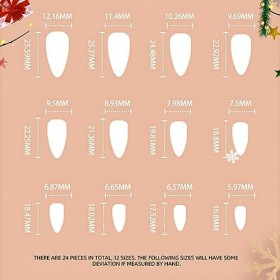 Lot de 24 faux ongles de Noël courts carrés rouges à coller sur les ongles à presser - Faux ongles amovibles bordeaux - Acces