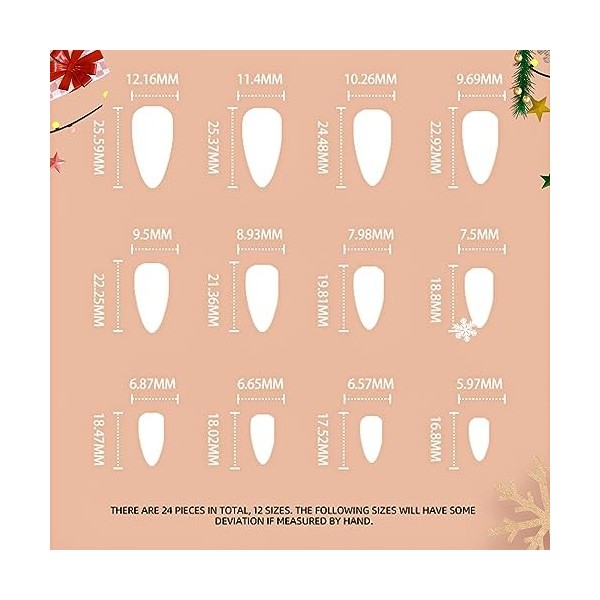 Lot de 24 faux ongles de Noël courts carrés rouges à coller sur les ongles à presser - Faux ongles amovibles bordeaux - Acces