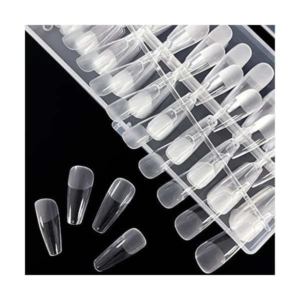 Lot de 504 extensions dongles à coller en gel souple pour salon de manucure et nail art, 10 tailles transparent long trap