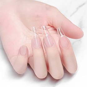Lot de 504 extensions dongles à coller en gel souple pour salon de manucure et nail art, 10 tailles transparent long trap