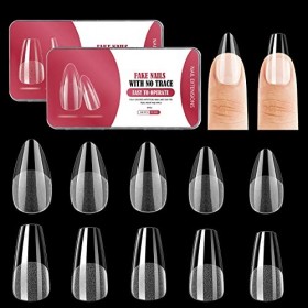 Lot de 240 extensions dongles en gel pré-polis, 12 tailles différentes, adaptées à tous les ongles cercueil moyen + amande 