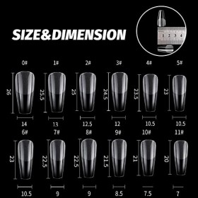 Lot de 240 extensions dongles en gel pré-polis, 12 tailles différentes, adaptées à tous les ongles cercueil moyen + amande 