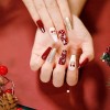 Lot de 24 faux ongles de Noël longs à coller,Doré/rouge/blanc,Ongles à presser avec motifs flocons de neige,Accessoires de dé