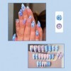 OKAQEE Lot de 24 faux ongles en acrylique à coller - Forme de cercueil - Bleu