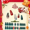ZZLOVE Lot de 30 faux ongles réutilisables cercueil de Noël - Feuille dor - À coller sur les ongles - Ballerine acrylique - 