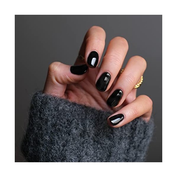 Y3HSJP Lot de 100 faux ongles noirs en acrylique avec boîte pour femmes et filles