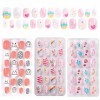 Lot de 96 faux ongles courts avec colle à ongles, pré-collés, couverture complète, jolis faux ongles en gel à presser pour en