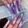 RYMAUP® Lot de 24 faux ongles violets à presser - Couverture complète - Faux ongles violets avec strass