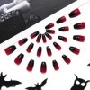 Vatocu Lot de 24 faux ongles courts noirs et rouges en acrylique pur à coller sur les ongles dHalloween pour femmes et fille