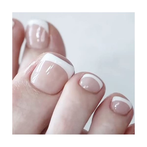 Maggidea Faux ongles dorteils œil de chat bleu, faits à la main, à coller sur les ongles dorteils, style français œil de c