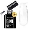 TOMICCA Gel Construction Ongle UV, Builder Gel 5 en 1 15ml, Gummy Base Pose Americaine,UV/LED Gel Ongles pour Nail Extension,