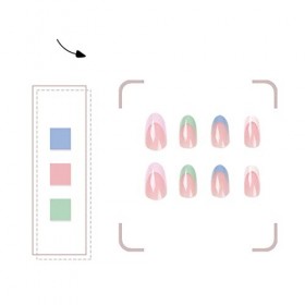 OKAQEE Lot de 12 faux ongles bleus à presser - Rose brillant - Couverture complète - Pour femmes et filles - Usage quotidien 