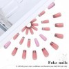 Vatocu Français Faux Ongles Court Rose Faux Ongle Nus Paillettes Crystal Press on Nails Bâton Acrylique sur Ongles pour Femme