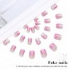 Vatocu Lot de 24 faux ongles carrés courts roses Aurora à paillettes en acrylique à coller sur les ongles pour femmes et fill