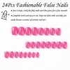 Lot de 24 faux ongles courts en acrylique avec colle à ongles amovible - Rose vif