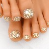 Sethexy Carré Faux ongles courts Fait à la main Couvre-ongles Faux ongles à presser Champagne Cristal Faux ongles dorteil Ac