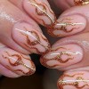 24 Pièces Amande Faux Ongles Moyen Français Press on Nails avec Autocollant Adhesif Couverture Complète Naturel Ongles à Coll