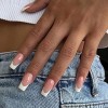 Faux Ongles Moyen Cercueil 24 Pièces Français Ongles à Presser Ballerine Ligne dor Acrylique Capsules Ongles à Coller Réutil