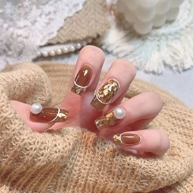 Lot de 10 faux ongles réutilisables à coller à la main pour femmes et filles S, LN165 